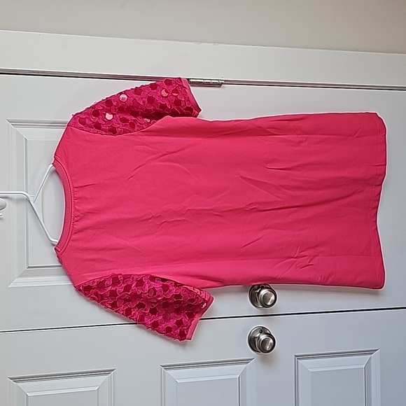 Color Myth Hot Pink Dress With Sequins Sleeves in Women's Size Medium EUC - Picture 5 of 7